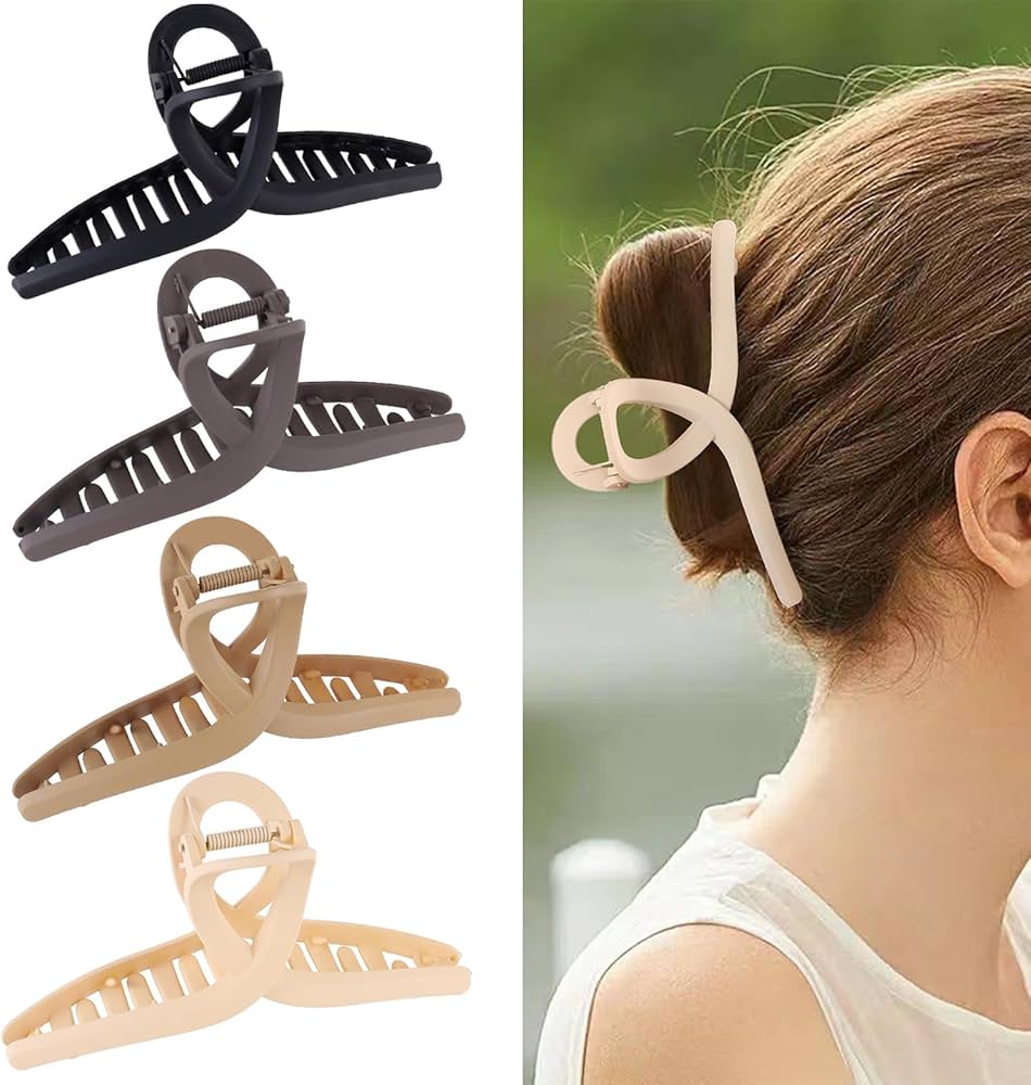 H-002 Set of 12 Premium Matte Hair Claw Clips (Korean Clutch)– Neutral Shades